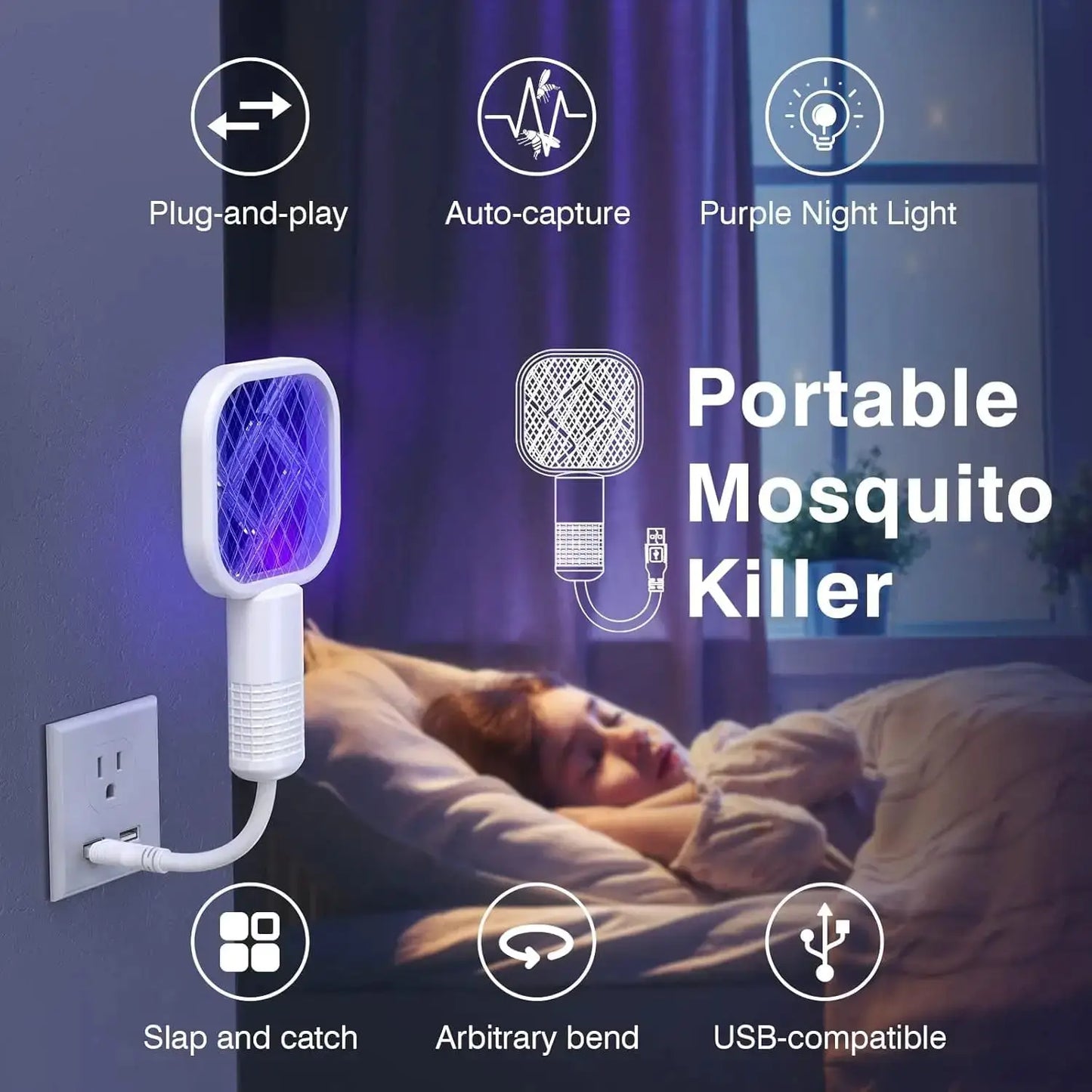 3Styles Electric Mosquito Swatter Rechargeable Mosquito Killer Lamp Wall Mounted Bug Zapper Racket for Home Bedroom Living Room from PriceLows™