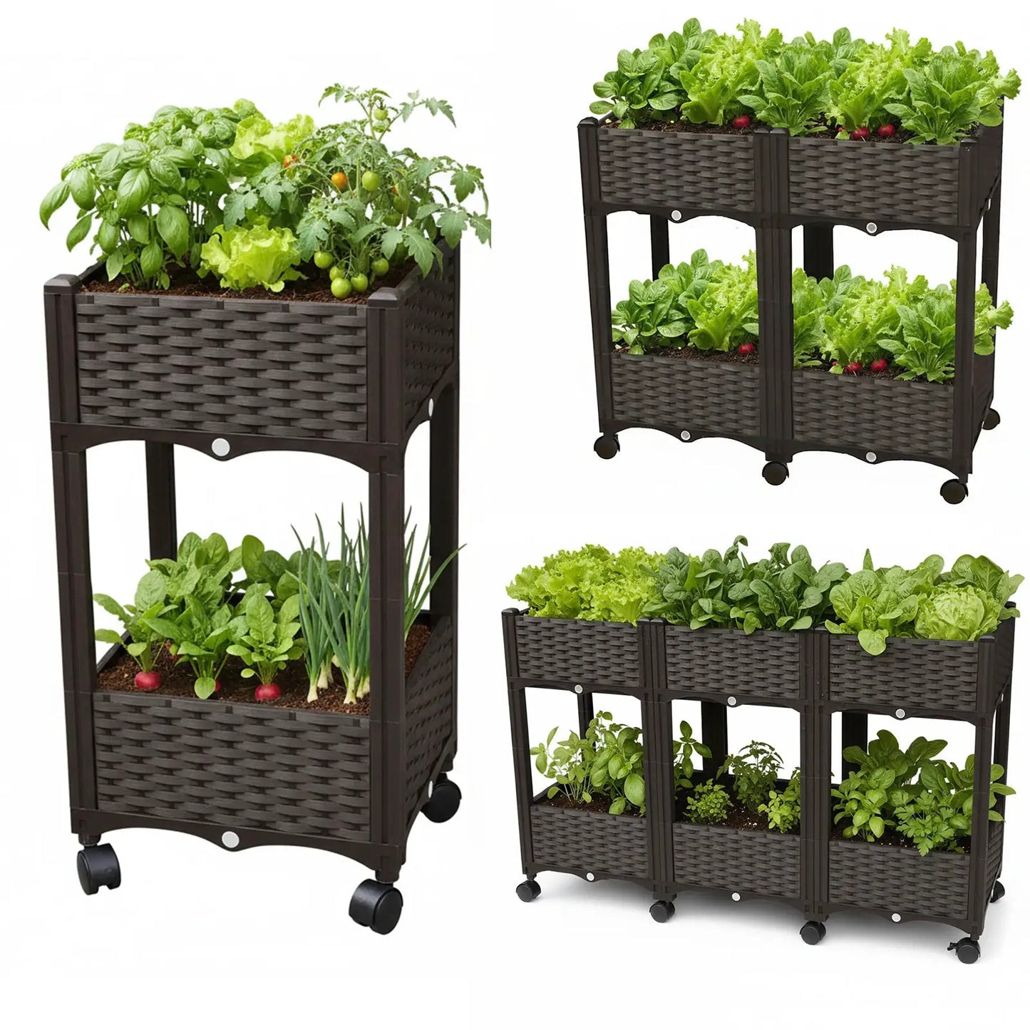 Raised Beds with Wheels Standing Planter Beds for Outdoor Plants Tomato Flower Vegetable from PriceLows™