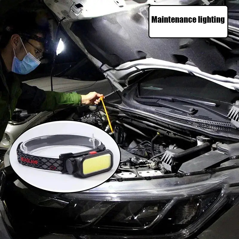 Powerful COB LED Headlamp USB Rechargeable 4 Modes Lighting Head Flashlight With 18650 Built in Battery Camping Fishing Lantern from PriceLows™