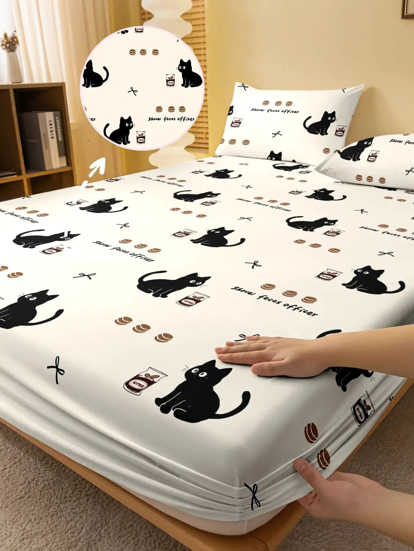 1 Cartoon Cute animal Cat printed matte Fitted Sheet, bedroom printed bed cover, bedding (excluding pillowcases) from PriceLows™