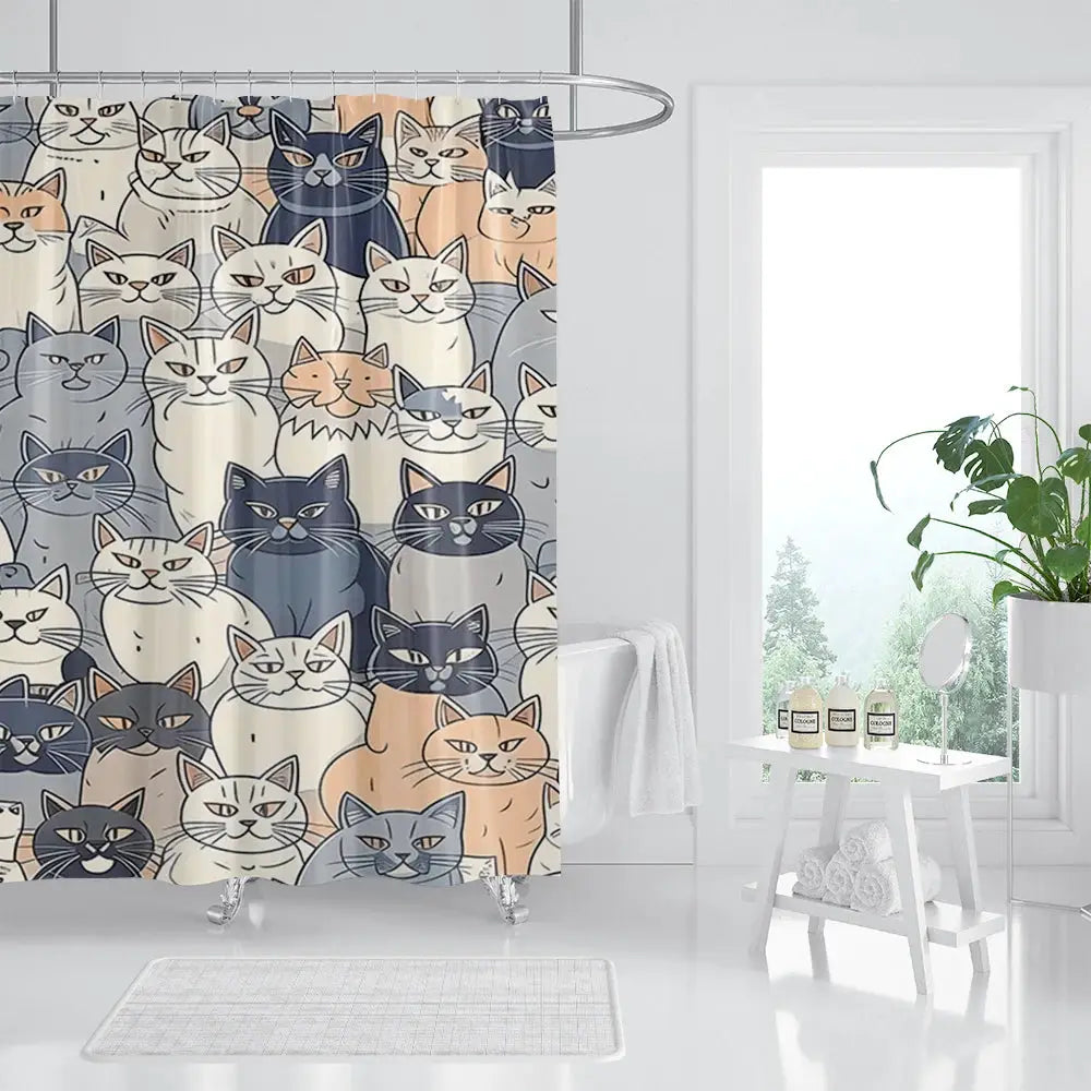 unframed Cat Printed Shower Curtain Color Cartoon Lovely Animal Bear Polyester Fabric Hanging Curtains Bathroom Bathtub Decor wi from PriceLows™