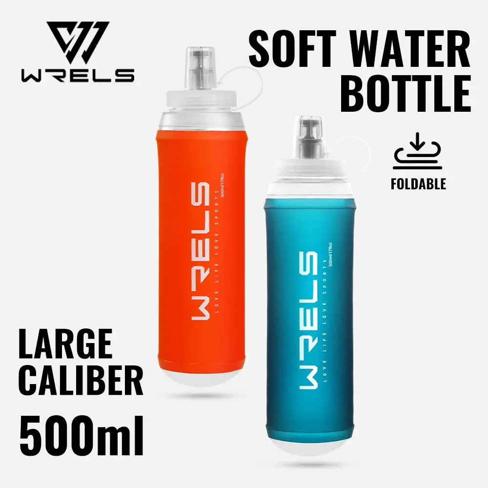 WRELS 500ML TPU Soft Folding Water Bottles BPA-Free Collapsible Sports Flasks for Hiking Climbing Camping Running Bottle from PriceLows™