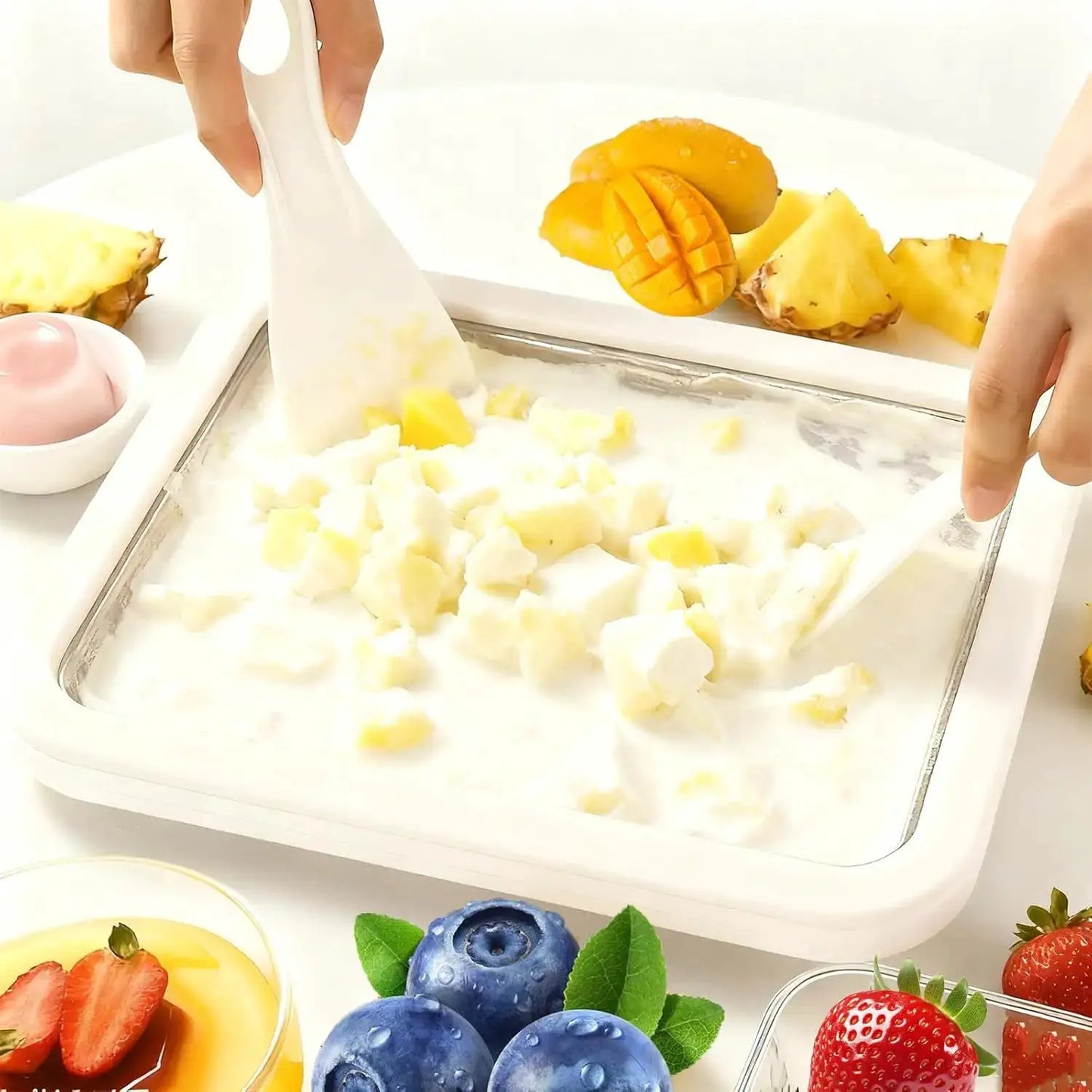 Ice Ice Cream Maker Pan Multifunctional Cold with 2 Scrapers Ice Cream Maker Plate Sweet Fried Food Plate Rolled Ice Cream Maker from PriceLows™