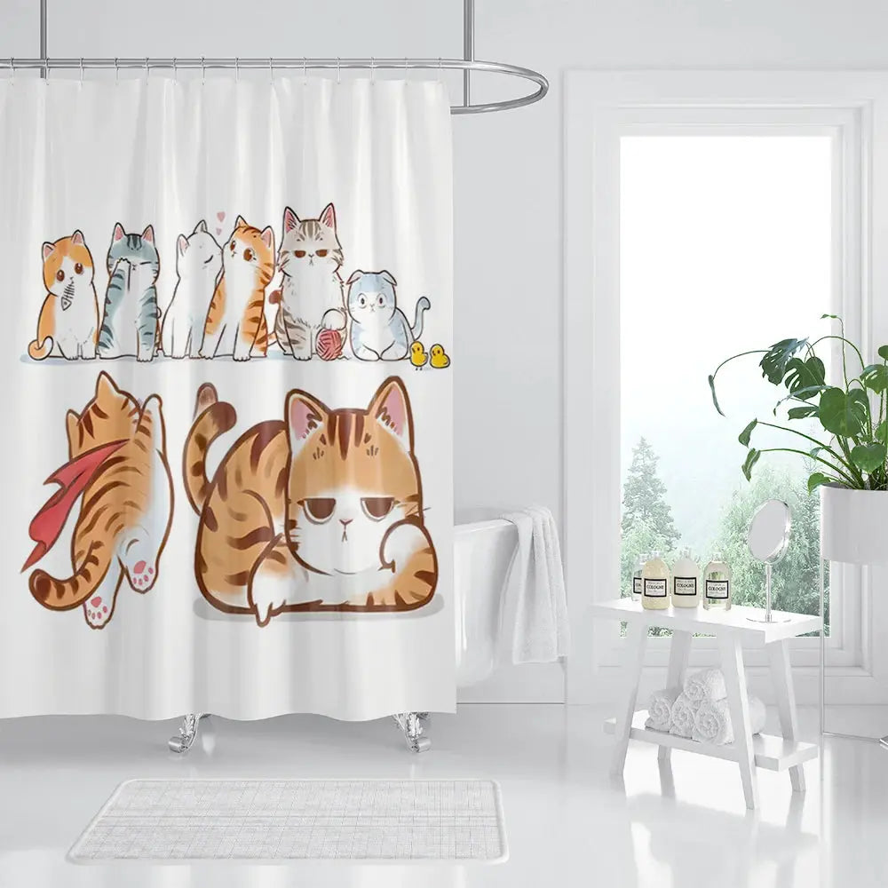 Animal Shower Curtain, Cartoon Cat Dog Bathtub Shower Cute Kids Boys Girls Bathroom Decorative Shower Curtains from PriceLows™