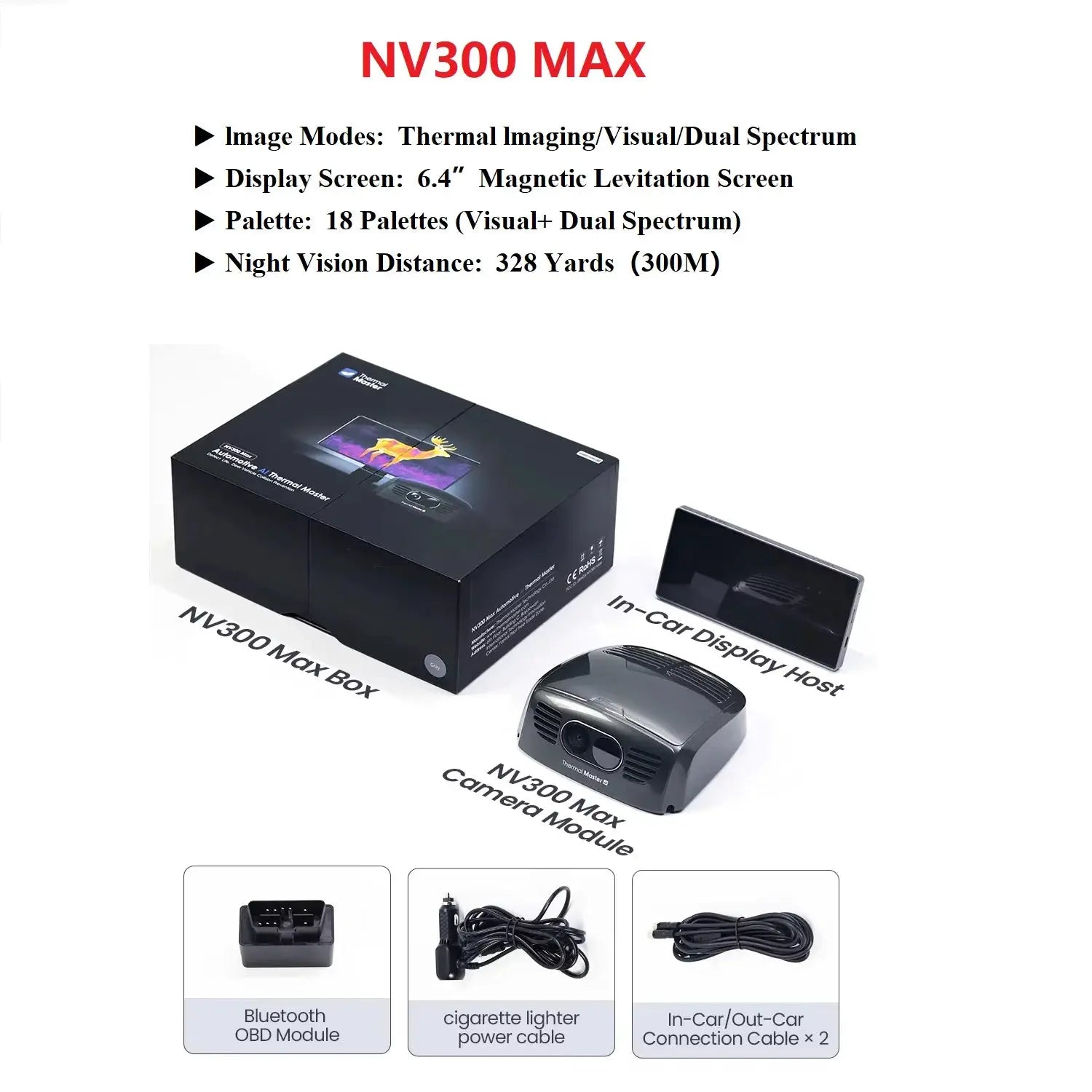 3 Vsion Night Vision Camera for Car 6.4" Screen 512x384 Thermal Imaging Camera Voice Control Video Record,WIFI Support from PriceLows™