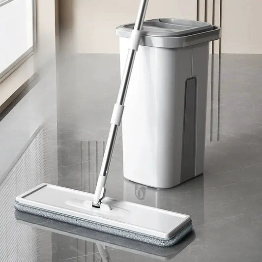 Mop with Bucket Set Wet Dry Magic Cleaning Tool for Home Floors Kitchen Bathroom Hardwood Laminate Tiles Easy Rinse Self-Wring from PriceLows™