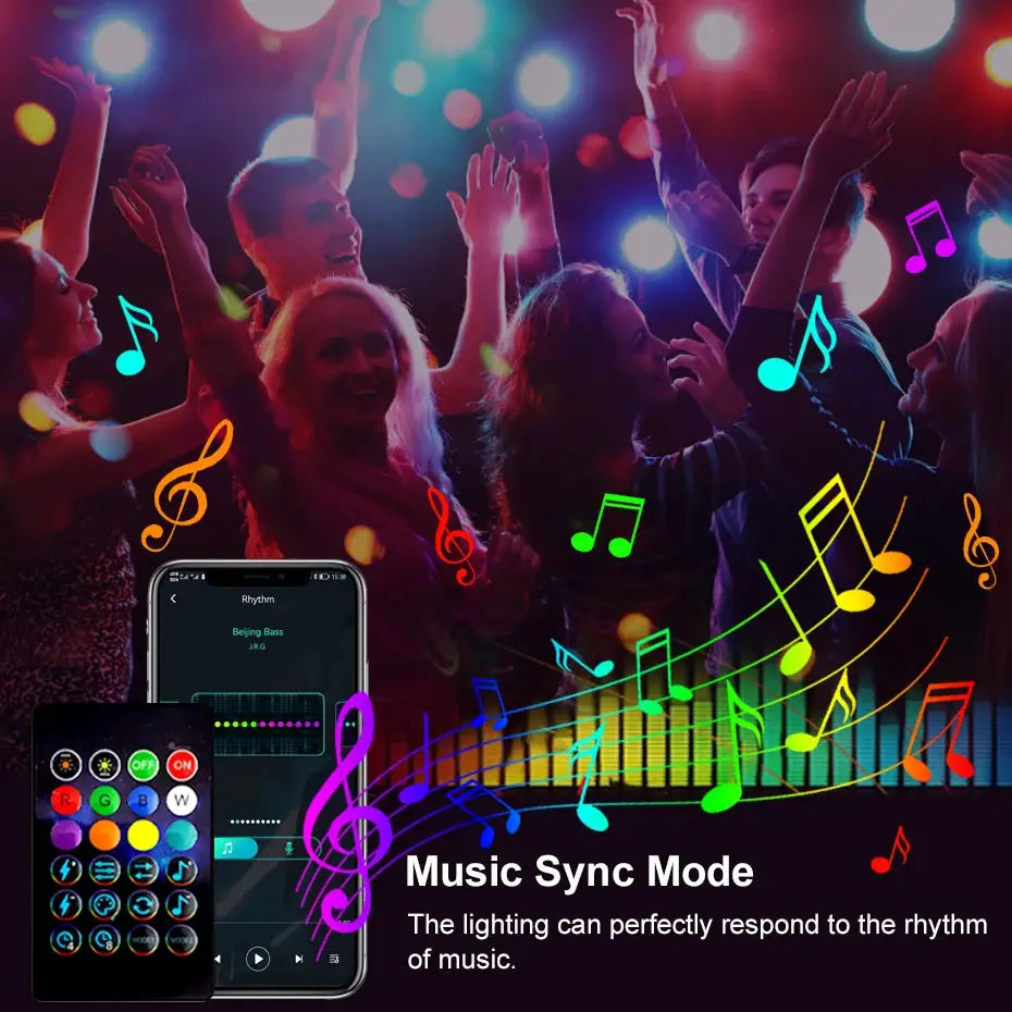 Bluetooth Smart USB LED Fairy String 5V RGBIC Music Sync Led Strip light IP67 Waterproof for Holiday Christmas Party Decoration from PriceLows™