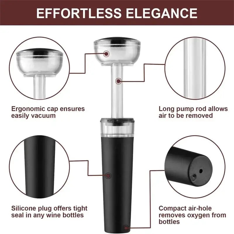 Wine Aerator Pourer Spout and Wine Stopper Vacuum Pump, Wine Decanter with Aerator Improved Flavor Enhanced Bouquet Bubbles from PriceLows™