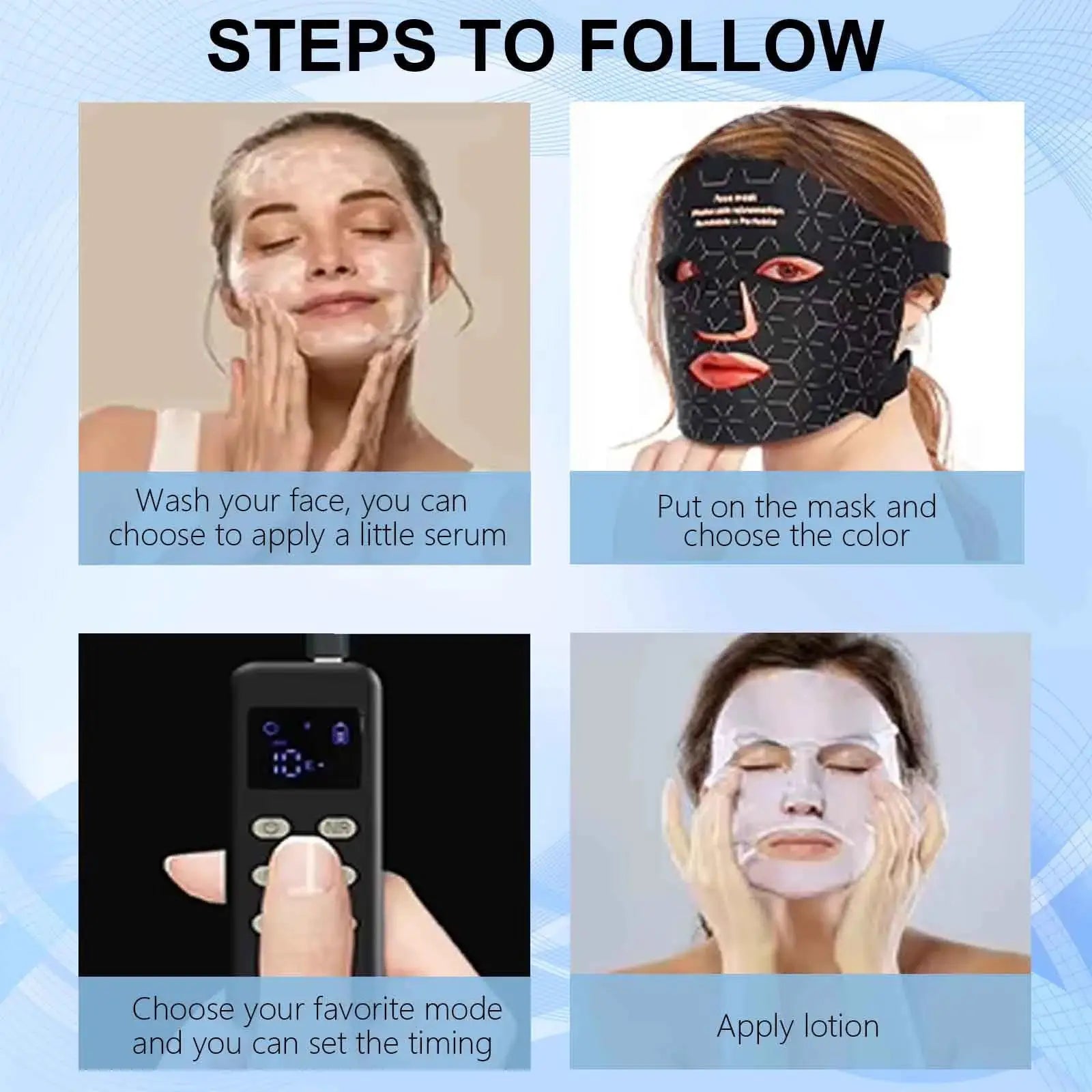 3+1 Colors LED Red Light Face Mask Devices 460nm 630nm 590nm 850 nm Led Light Infrared Beauty Mask at-Home use and Travel from PriceLows™