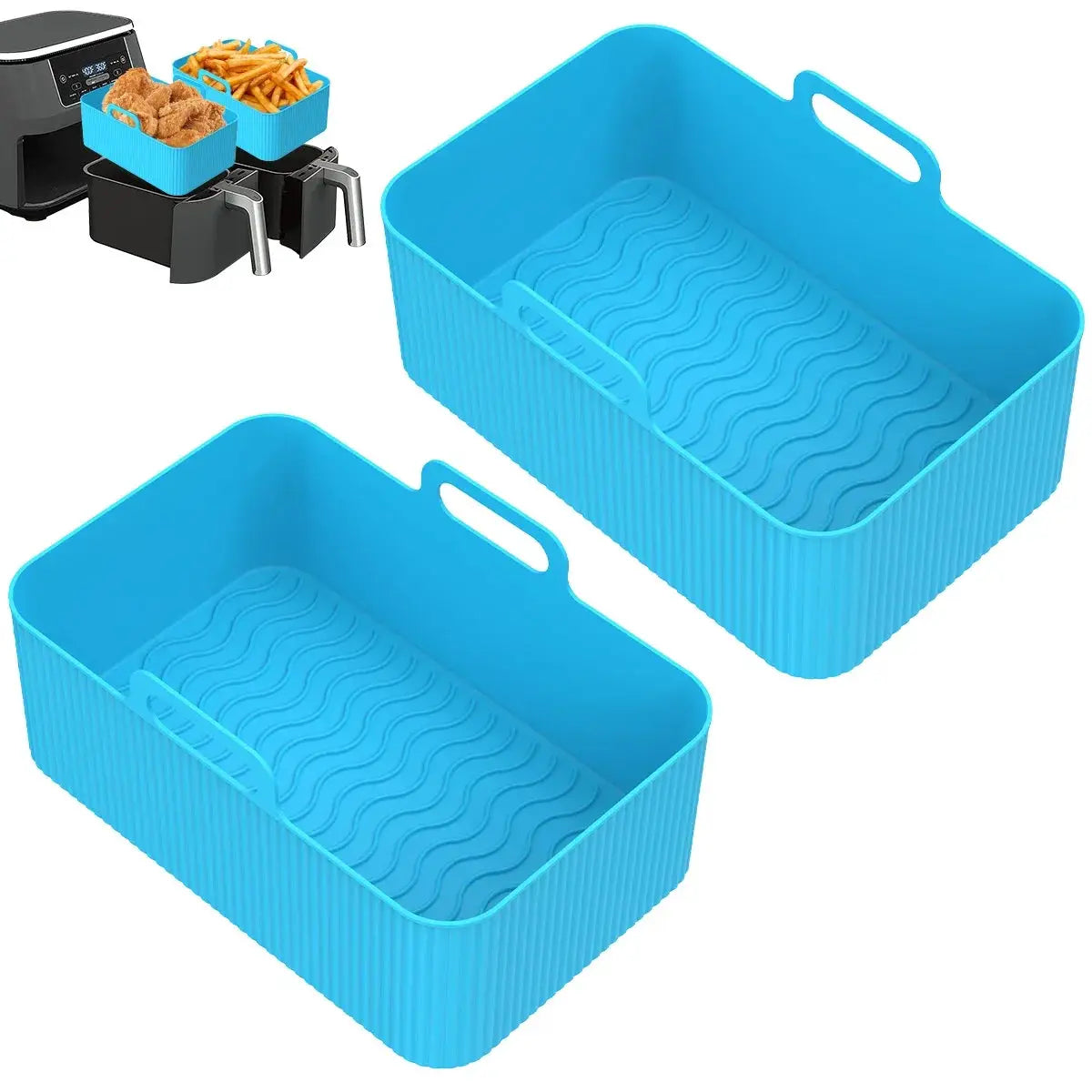 Air Fryer Silicone Liner | Ninja Dual Compatible | Food-Grade Silicone | 2 Pack