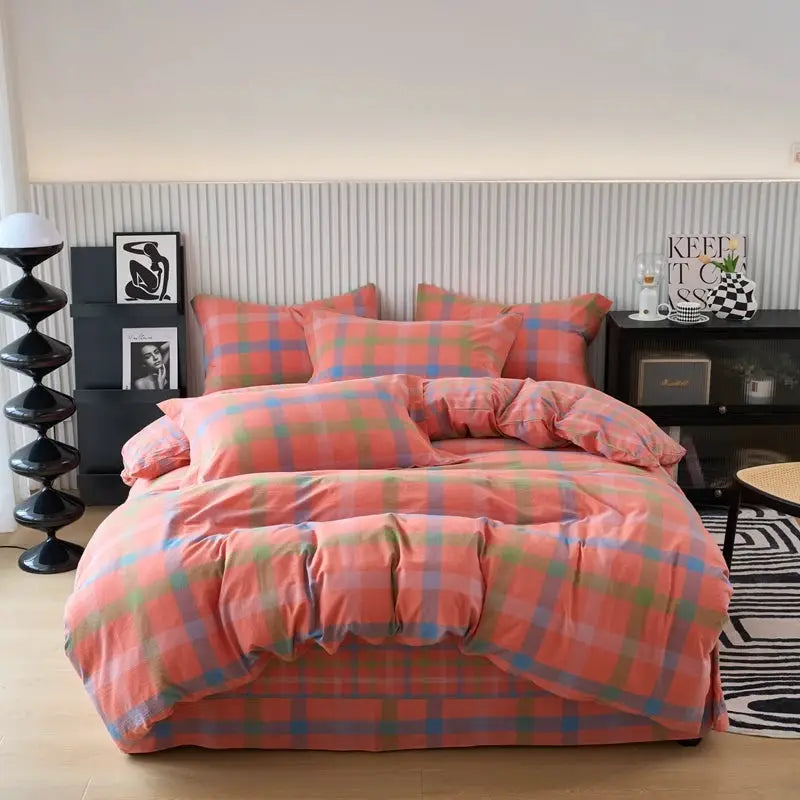 Duvet Cover | 100% Cotton | Plaid Style | 160X210 And 220X240