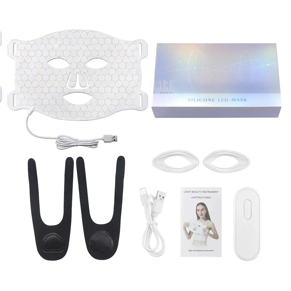 7Colors LED Face Mask with 110pcs Lamp Beads Photon Red Light Therapy Repair Skin Beauty Wireless Flexible Facial Masks from PriceLows™