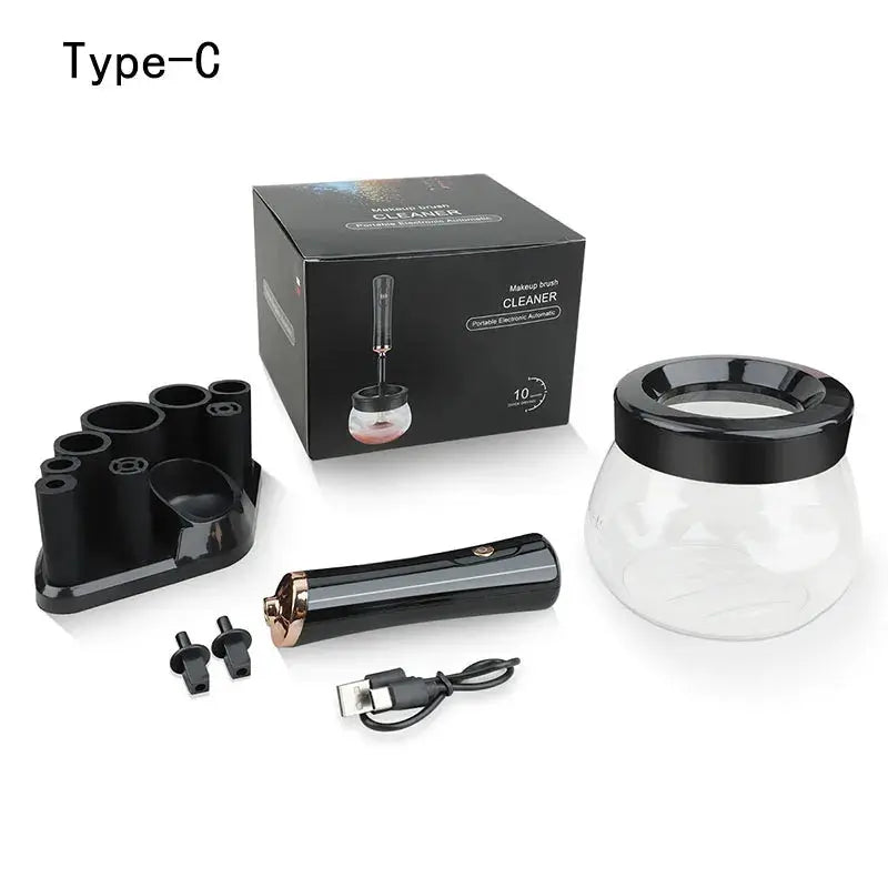 Electric Makeup Brush Cleaner | Automatic Rotary Design | 8 Size Collars