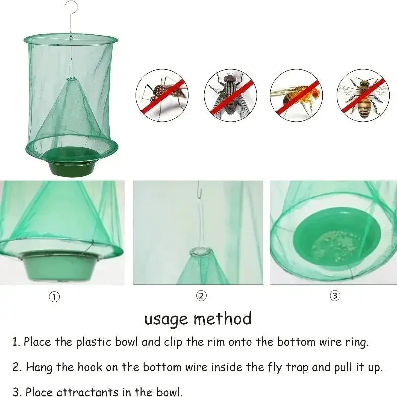 1pc Versatile Fly Trap Cage Outdoor Insect Catcher Killer Pest Control Reusable Hanging Flytrap Cage Net Traps from PriceLows™