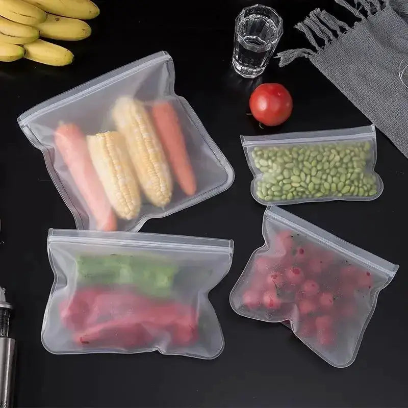 Reusable Food Storage Bags | Leakproof Zip Shut | Stand Up Design | One Size