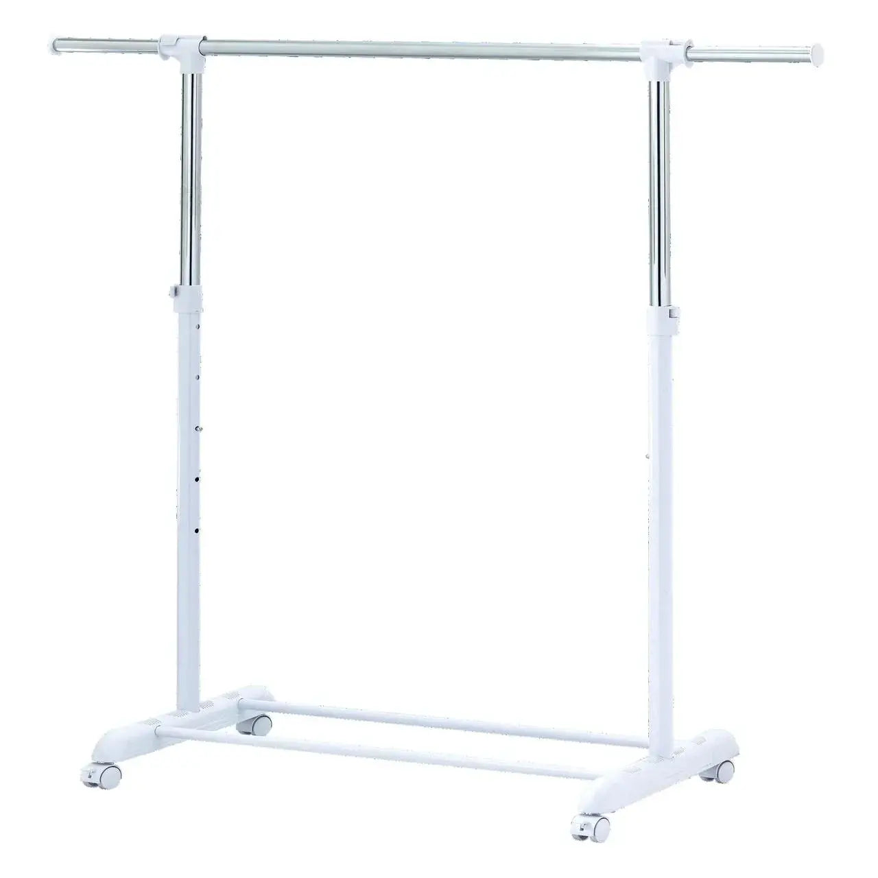 Adjustable Metal Rolling Garment Rack, Clothes Organizer with Wheels, Chrome & White, Portable Wardrobe Storage for Home & Retai from PriceLows™