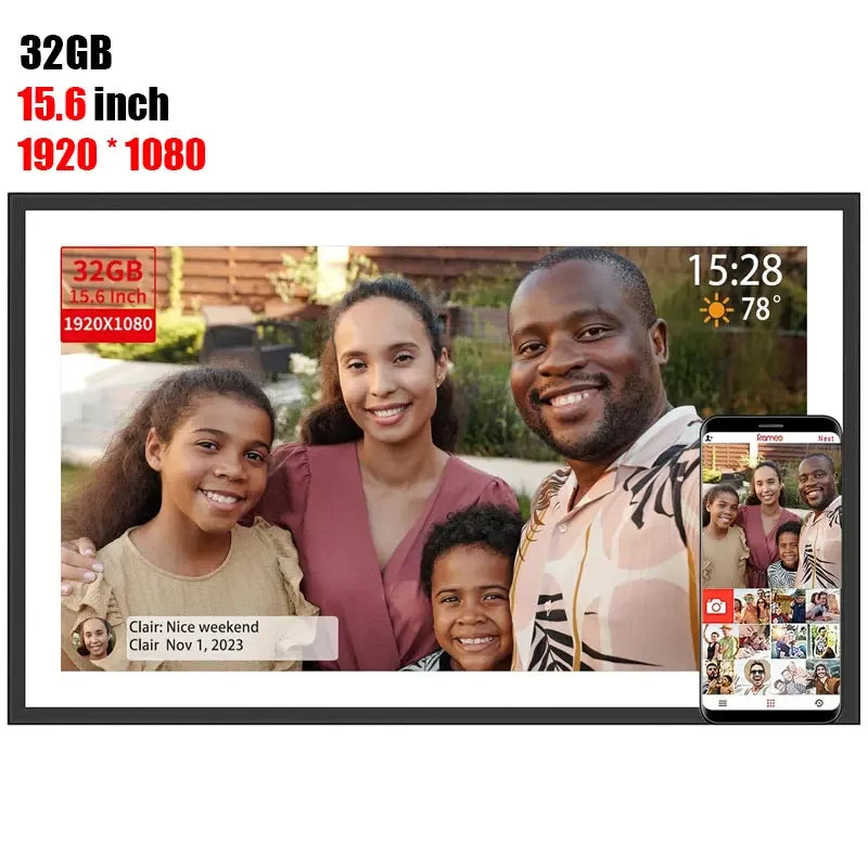 Frameo Digital Photo Frame | 15.6 Inch WiFi | 1920x1080 IPS Touch Screen | 64GB