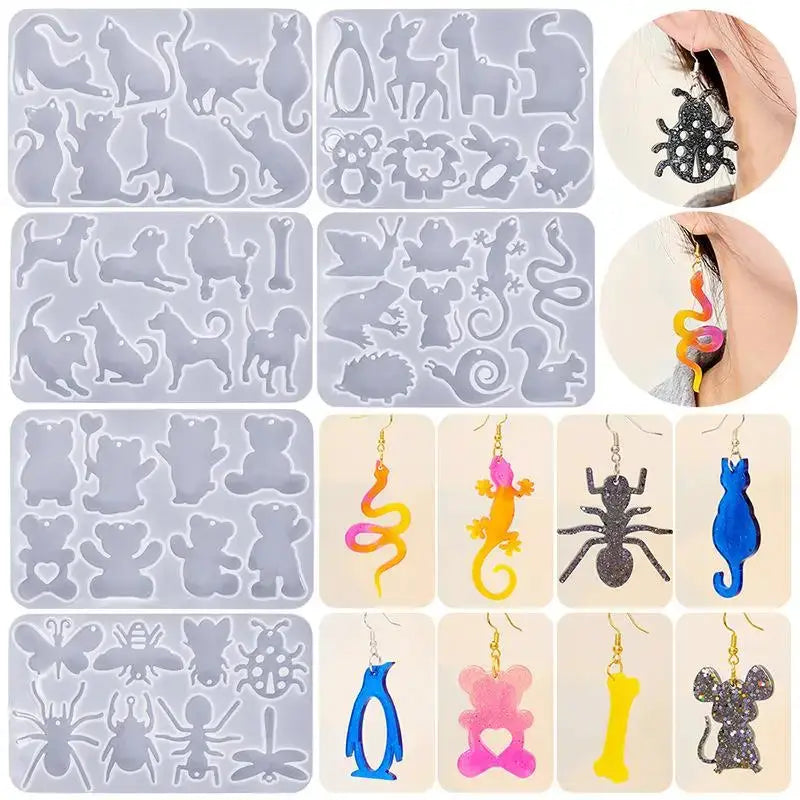 Silicone Jewelry Mold | Cat Dog Bear Shapes | Earring Pendant Charms For Resin Creations