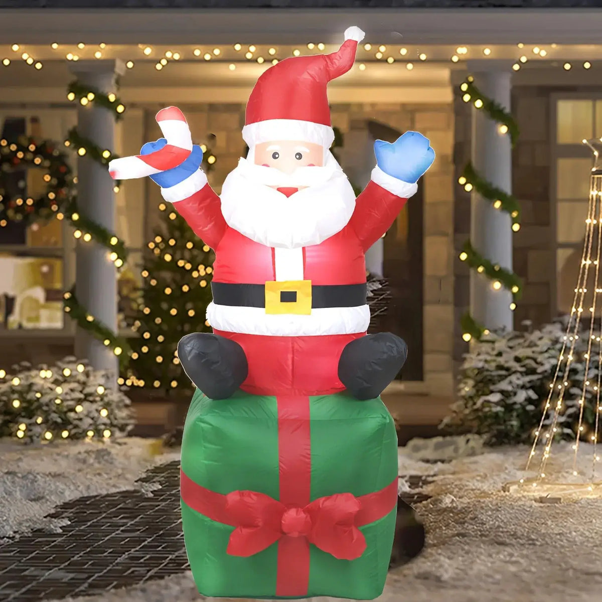 Christmas Inflatable Santa | 6.1 Ft Led Light | Ground Stakes | Garden
