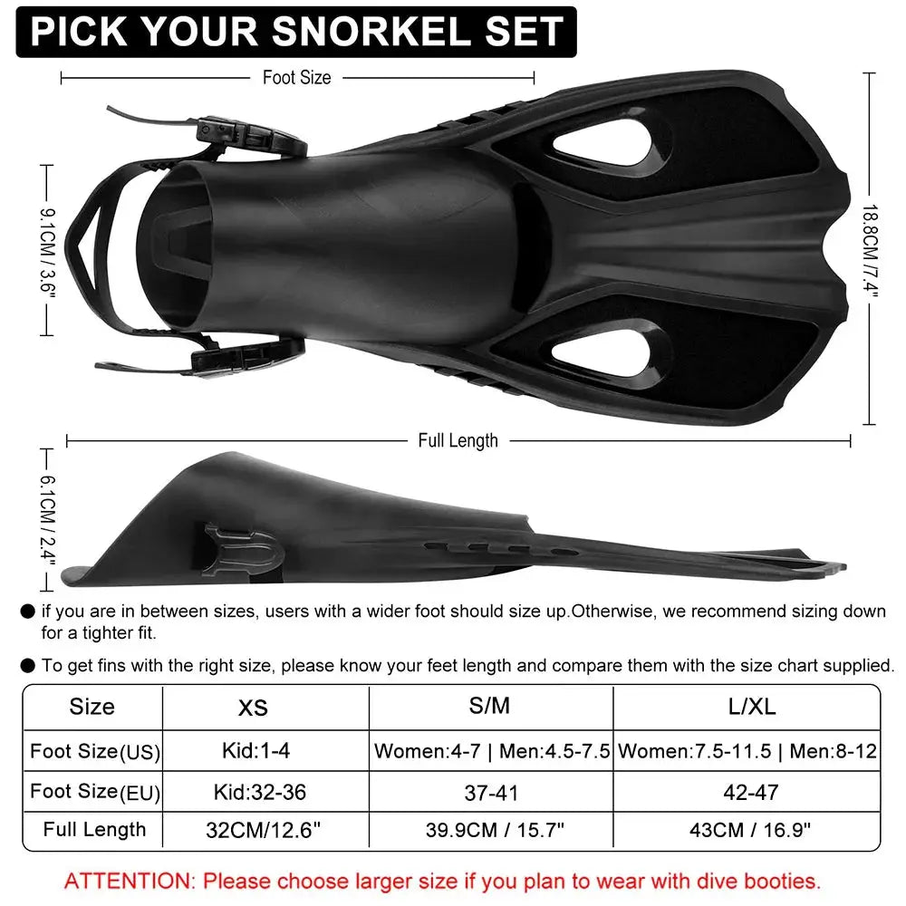 Snorkel Fins Swim Flippers Short Diving Frog Shoes Duck Webs Adjustable Silicone Travel Size Open Heel Adult Men Women Youth Kid from PriceLows™