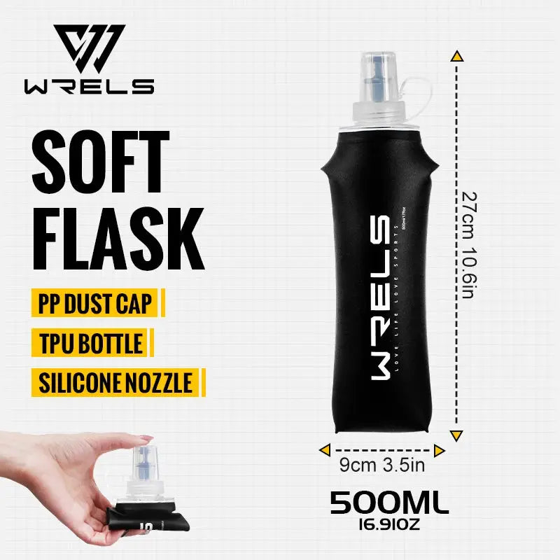 WRELS Water Bottle TPU Folding Soft Flask Outdoor Sport Water Bag Collapsible Water Bottle 500ml For Running Camping BPA Free from PriceLows™