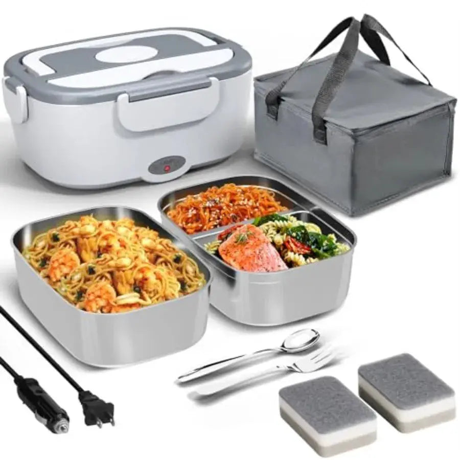 Portable Electric Heated Lunch Warmer Box for Work Stainless Steel Bento Box Adult Plug In Food Heater for Car 12V 24V 110V Sel from PriceLows™