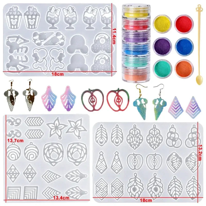 Resin Jewelry Making Kit | Dried Flowers Foil Earring Necklaces
