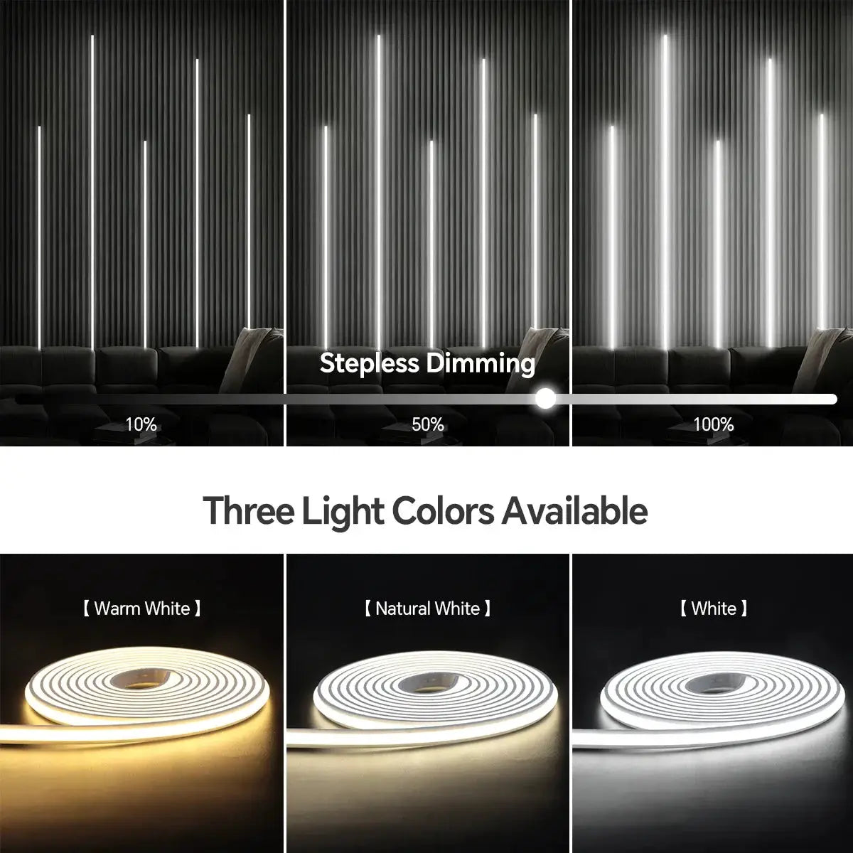 Smart Bluetooth APP Control LED Neon Light Dimmable,with Music Mode 24V RF Remoter,for Slat Grille Wood Wall Backlight Decor from PriceLows™