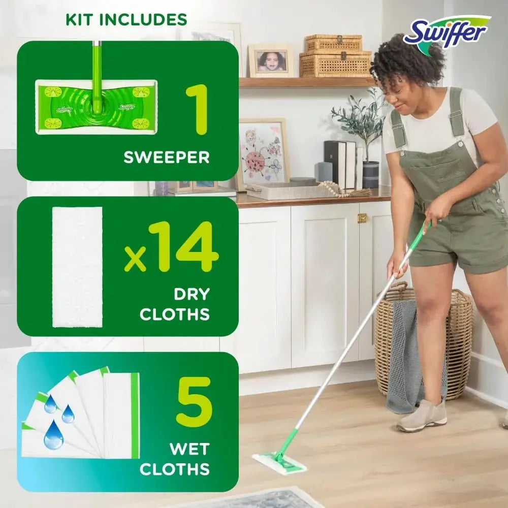 Sweeper 2-in-1 Mops for Floor Cleaning, Dry and Wet Multi Surface Floor Cleaner, Sweeping and Mopping Starter Kit, Includes 1 Mop + 19 Refills, 20 Piece Set from PriceLows™