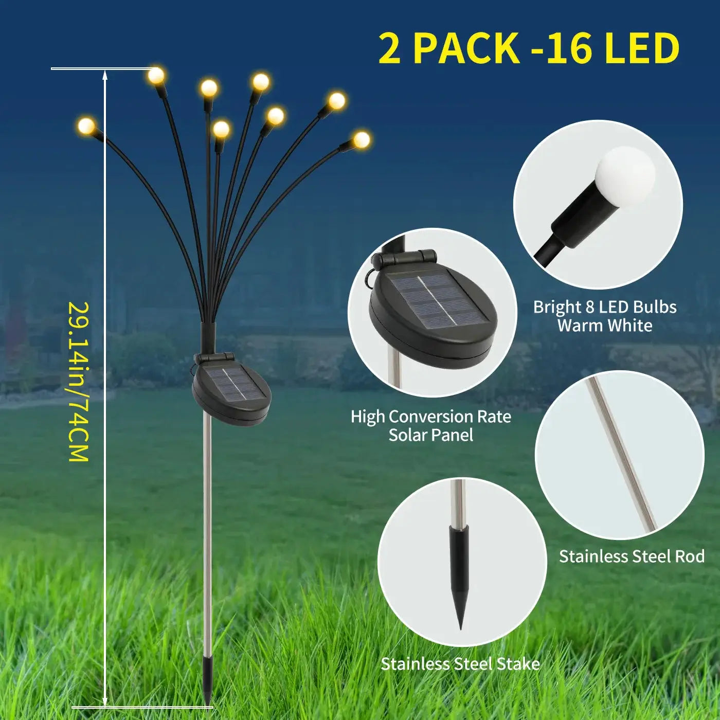 8-Head Solar Firefly Lights LED Solar Outdoor Decorative Garden Lights Waterproof High Flexibility Yard Patio Pathway Holiday from PriceLows™