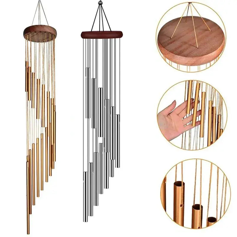 Metal Aluminium Tube Wind Chimes with Hooks, Outdoor Garden Decoration Home Wedding Party Memorial Decoration Favours from PriceLows™