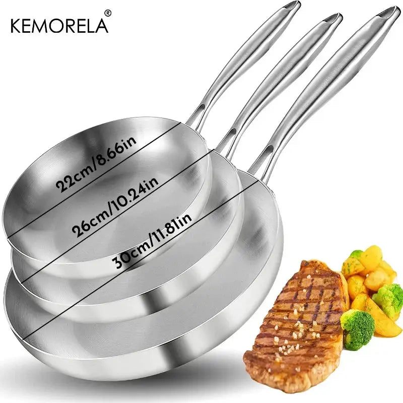 Frying Pan Set | 304 Stainless Steel | Non-Stick Coating | 22/24/26/28 cm