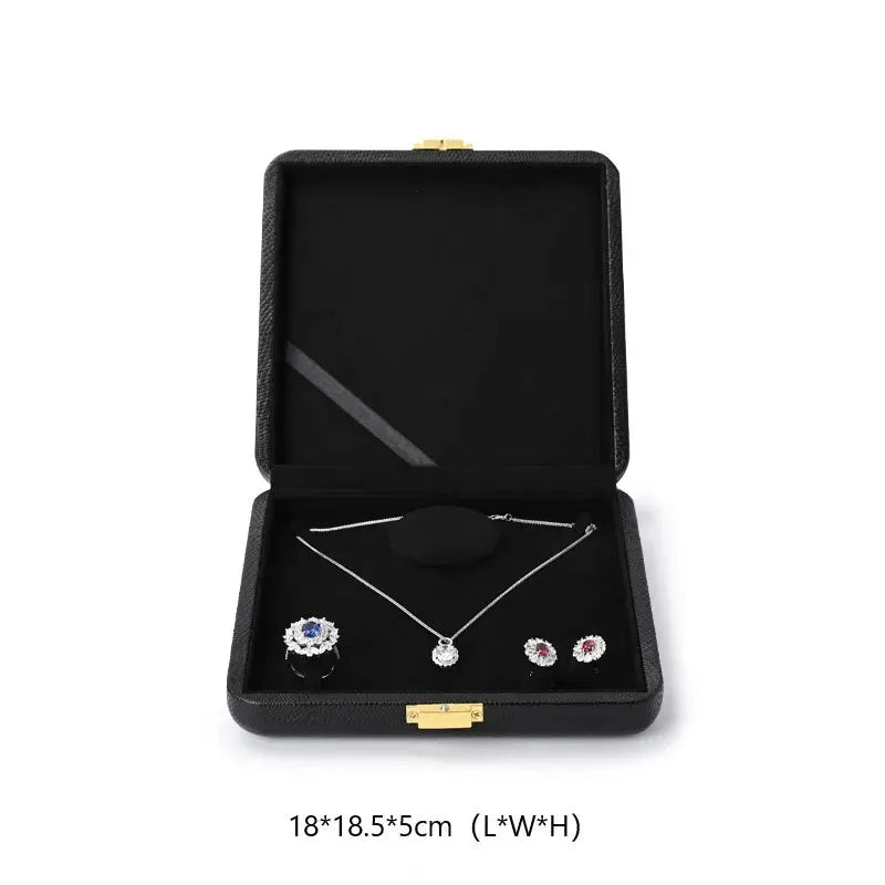 Oirlv Black Jewelry Organiser Boxes PU Leather Ring Earring Jewelry Set Box Jewel cases of precious metal Storage Box Gifts Box from PriceLows™