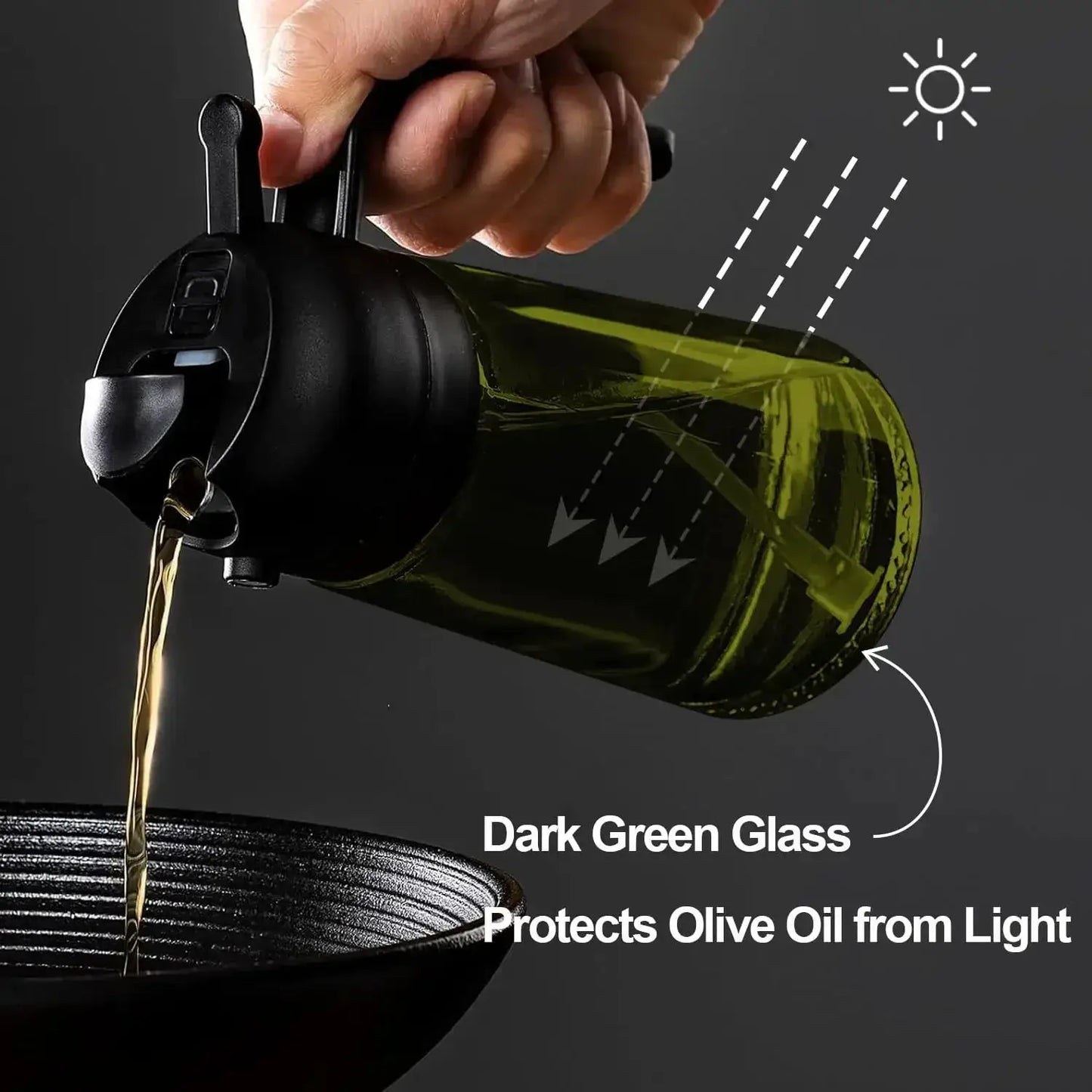 Oil Sprayer | Dark Glass Bottle For Olive Oil | 2 In 1 Function | One Size