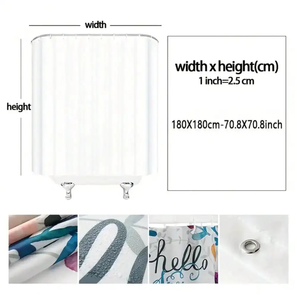 1/3/4pcs Malachite Flower Scripture Shower Room Set, Waterproof Shower Curtain With 12 Plastic Hooks, Bath Non-Slip Mat from PriceLows™
