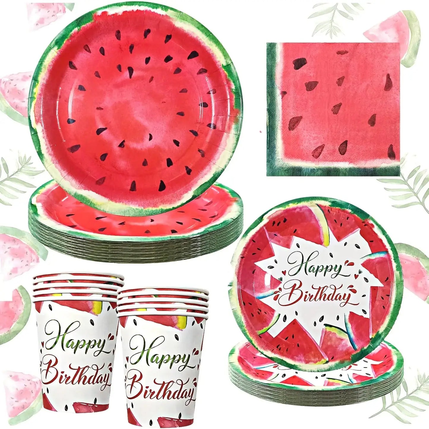 Summer Watermelon Disposable Tableware Set | PVC Party Supplies