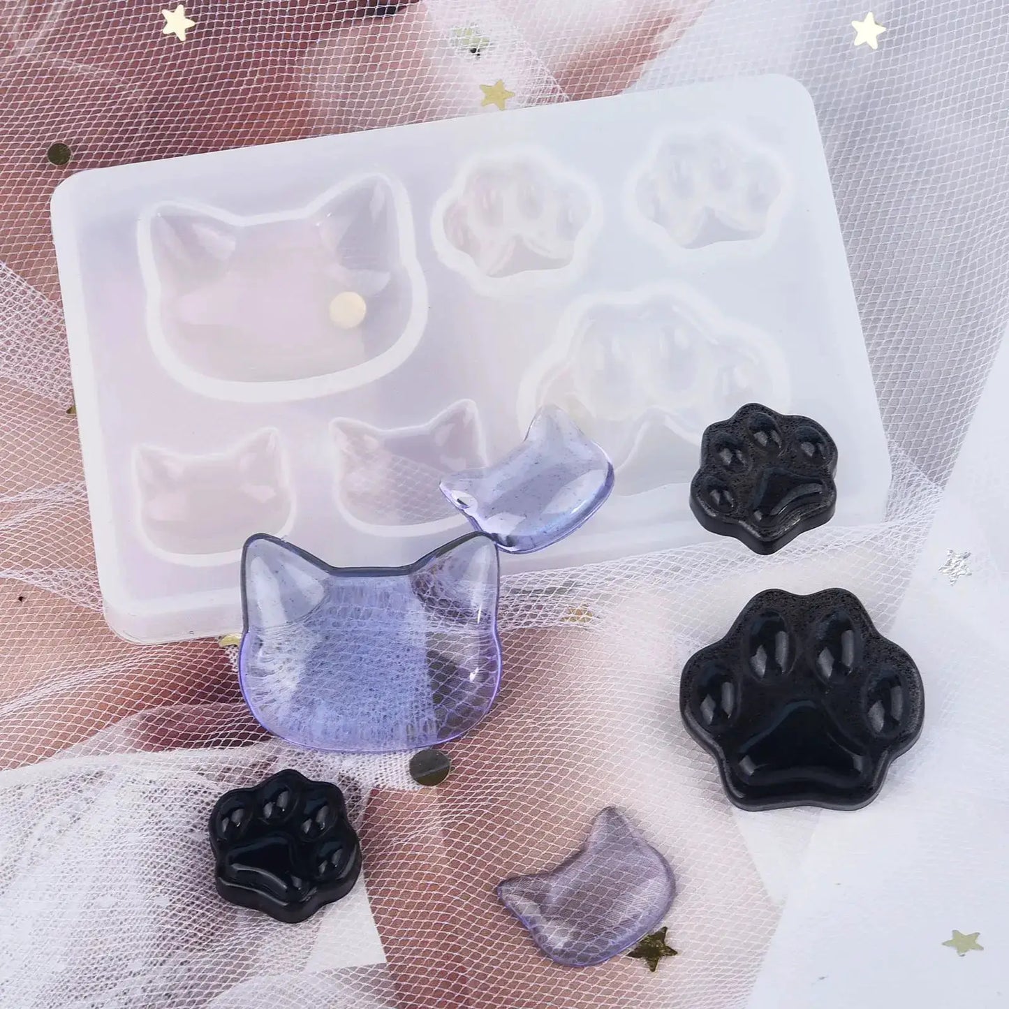 Crystal Epoxy Resin Molds | Heart Cat Claw Cabochon | Silicone Jewelry Pendant