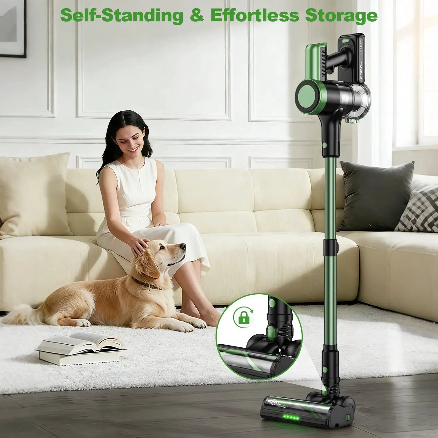 Cordless Vacuum Cleaner | 58KPa Suction | 55 Min Runtime | LED Lighting Brush