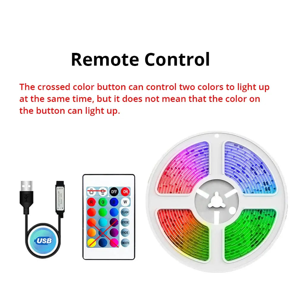 2M/10M USB 2835 LED Strip Light RGB Remote Control Lights Flexible Lamp Tape Ribbon TV Desktop Screen Back Light Diode Tape from PriceLows™
