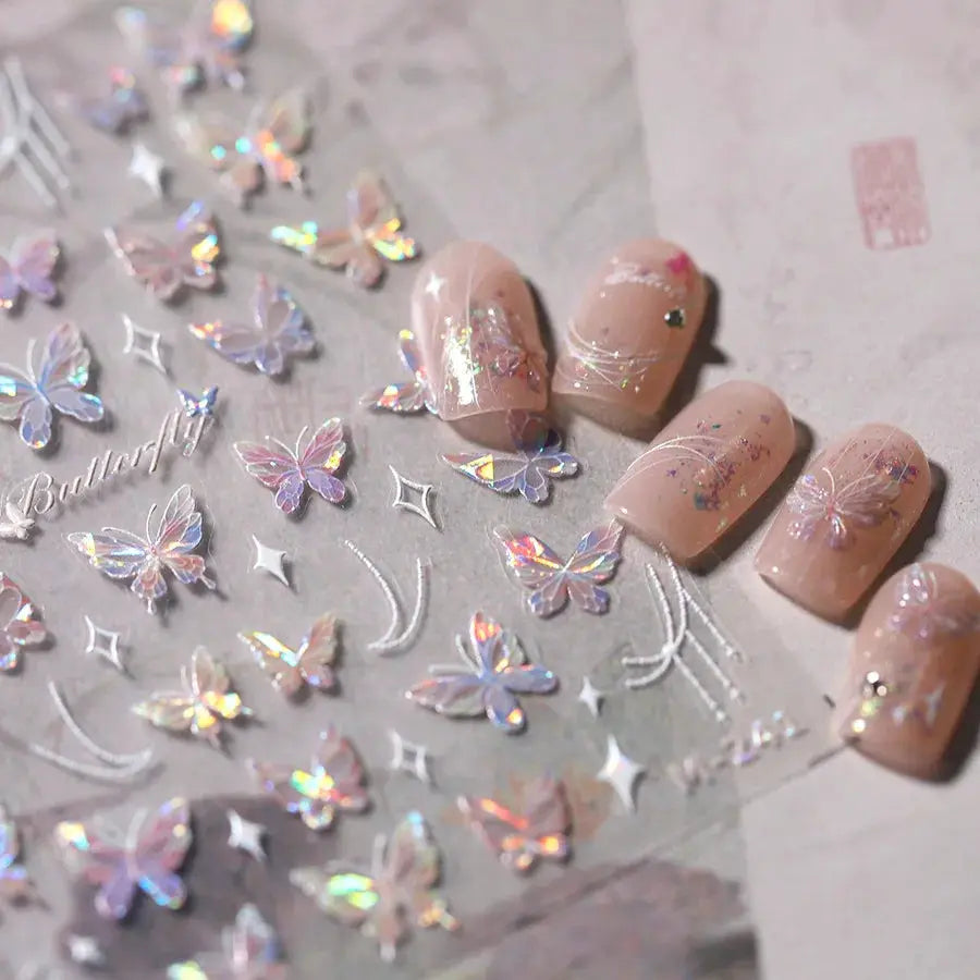 1Pcs 5D Embossed Aurora Butterfly Nail Art Stickers Self Adhesive Decals For Nails Decoration DIY 3D Acrylic Nail Supplies Parts from PriceLows™