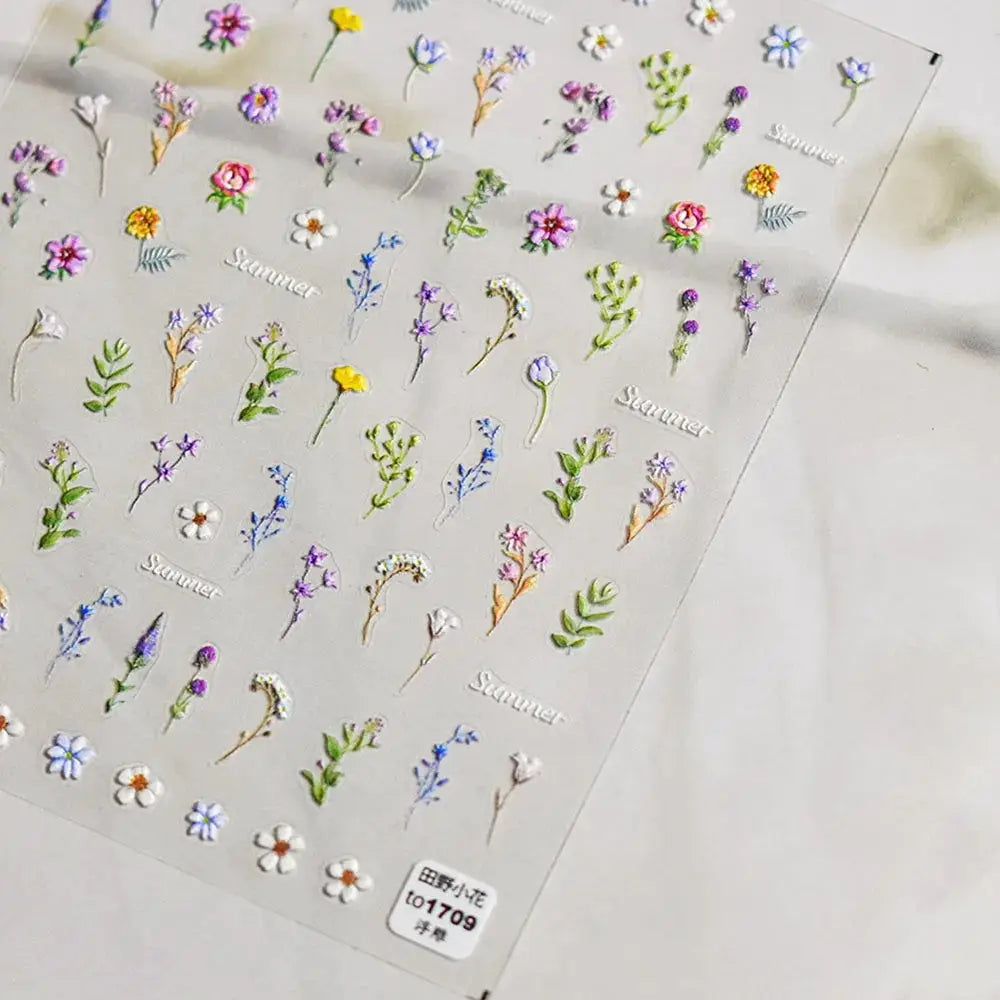 1pc Flower Nail Stickers Summer Floral Leaf Plant 5D Embossed Nail Slider Decals Self-Adhesive Nail Art Supplies Manicure Decor from PriceLows™