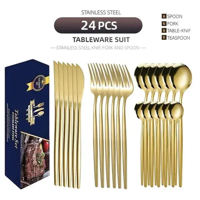 Kitchen Cutlery Sets Stainless Flatware Mirror Polished Design for Parties Birthdays Weddings Can give to Friends and Relatives from PriceLows™