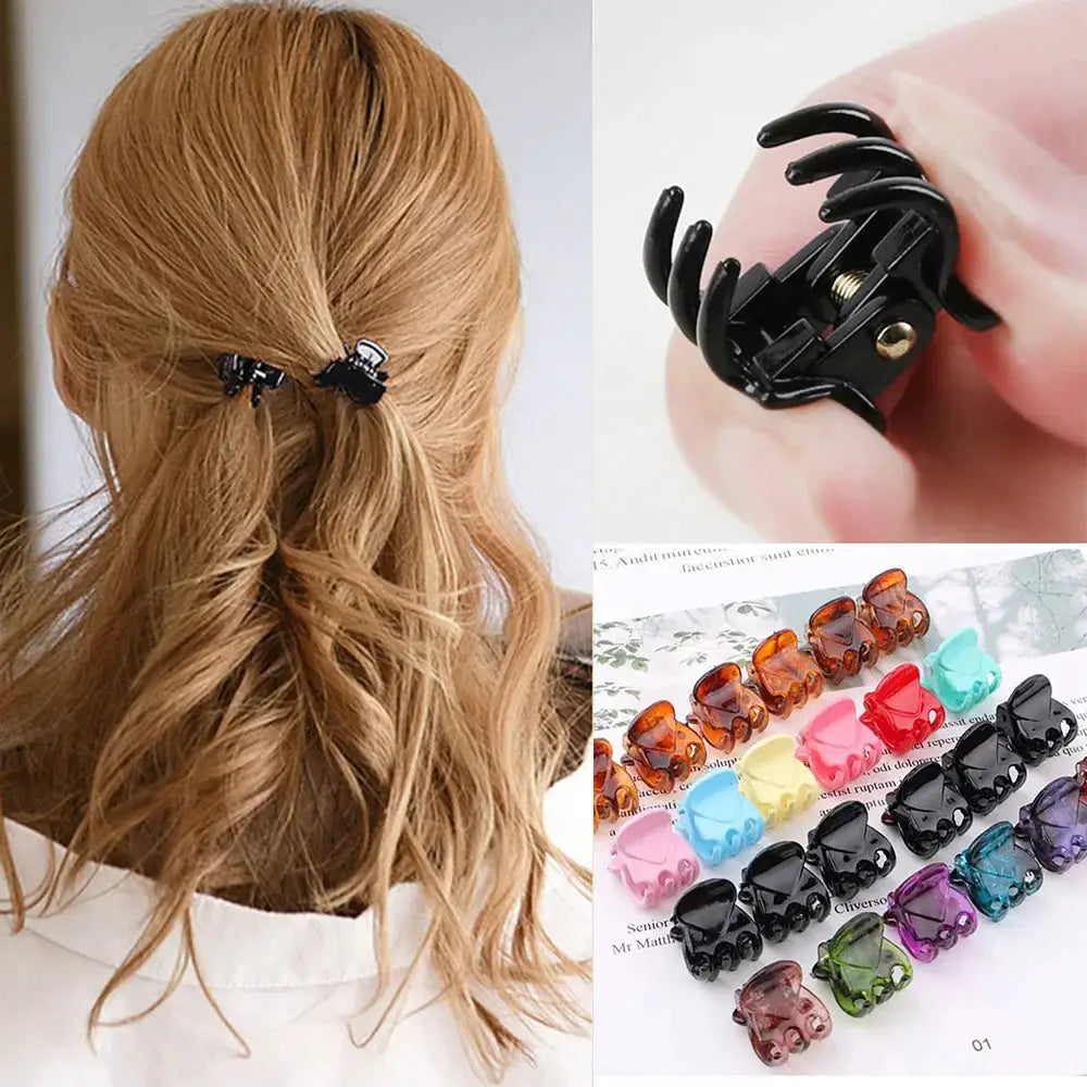 Small Hair Claw Clips | Mini Size | Black And Clear Plastic