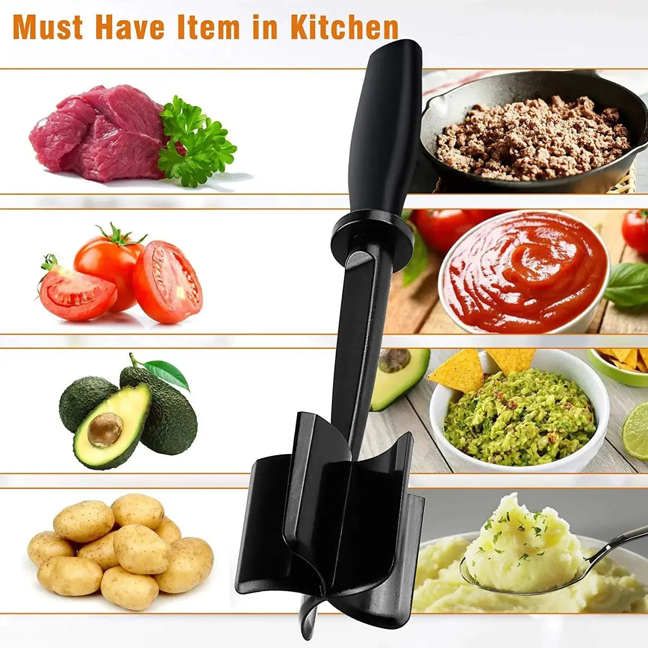 1pc Meat Chopper, Hamburger Chopper, Premium Heat Resistant Masher And Smasher For Hamburger Meat, Ground Beef, Ground Turkey from PriceLows™