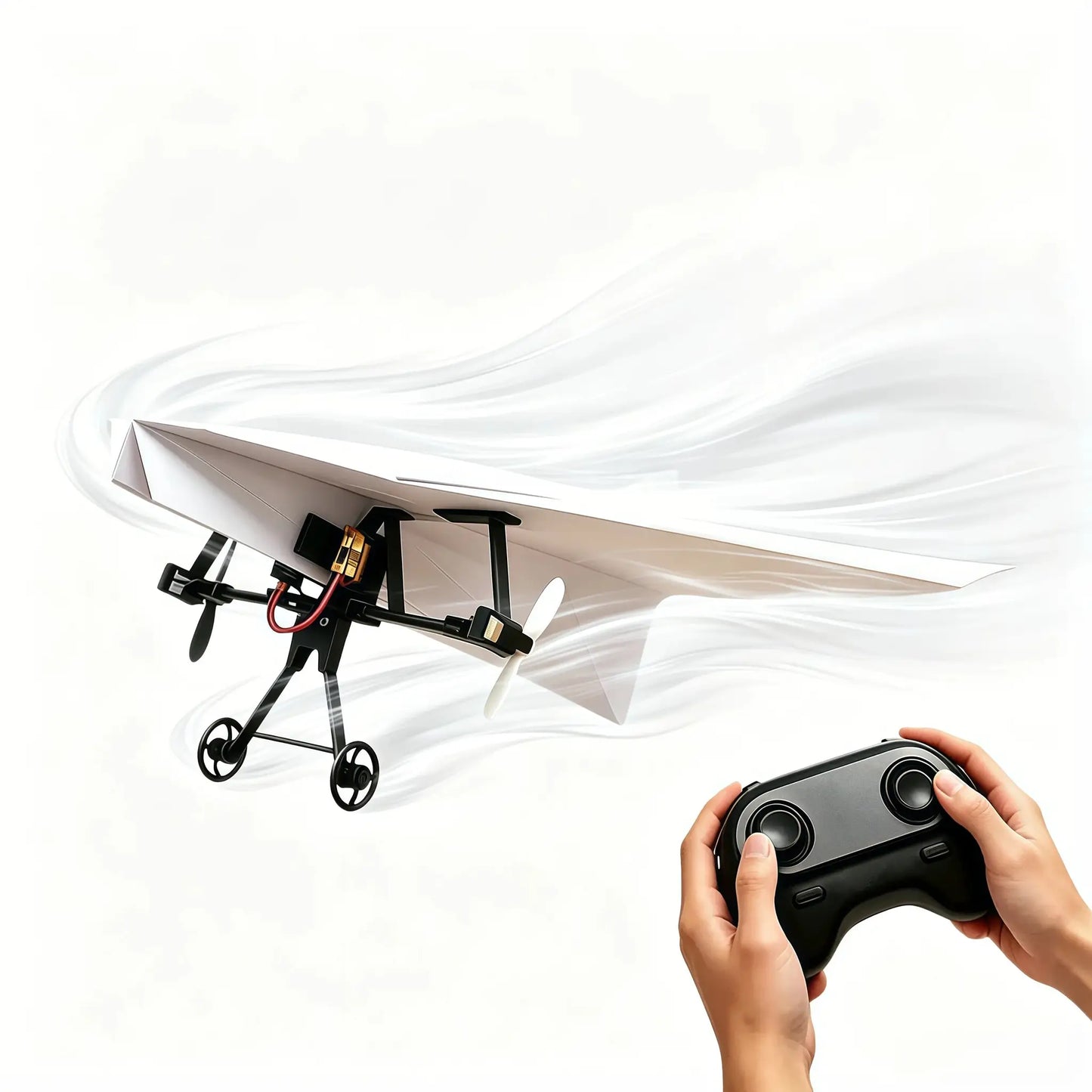 RC Paper Airplane Kit | Gyro Stabilizer | Dual Propellers | Foldable DIY Flying Toy