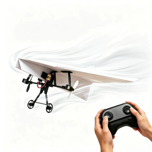 RC Paper Airplane Kit | Gyro Stabilizer | Dual Propellers | Foldable DIY Flying Toy