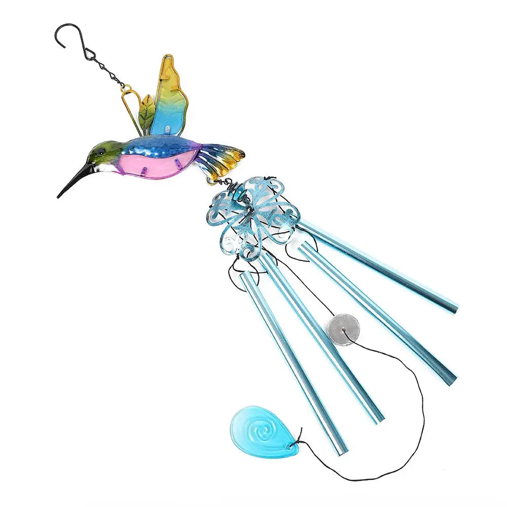 Wind Chime Hummingbirds Dragonflies Metal Glass Painted Crafts Hanging Pendants Bell Aluminum Pipe Home Courtyard Hanging Decors from PriceLows™
