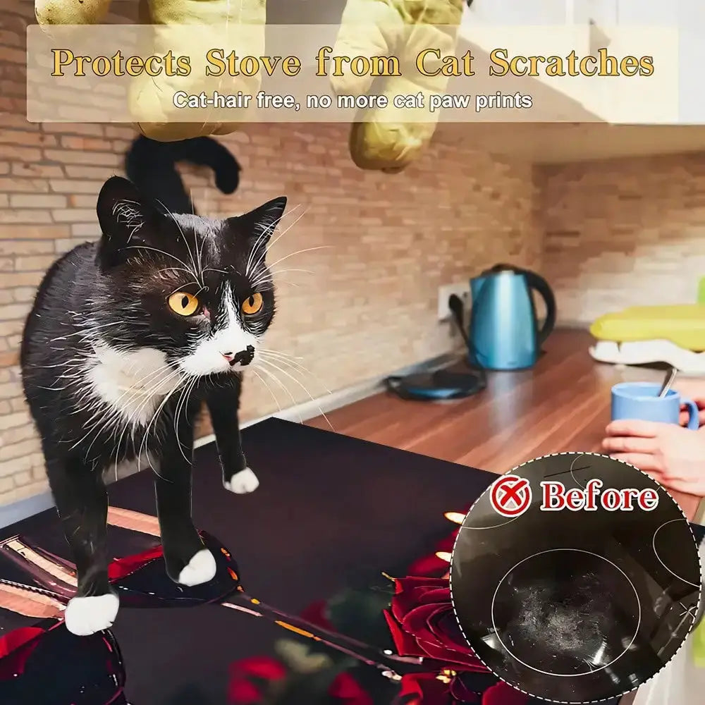 1pc Spring and summer Heat-Resistant Placemat - Non-Slip Kitchen Mat with Red Roses & Wine Glasses Design from PriceLows™