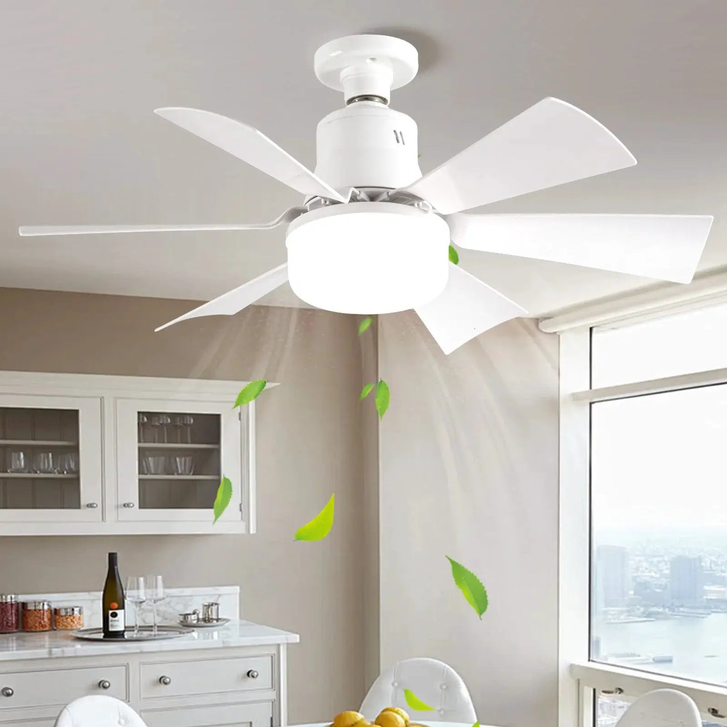 Screw in Ceiling Fan in Light Socket with Remote Ceiling Fan with Light with Extender & 6 Blades for Bedroom Kitchen from PriceLows™