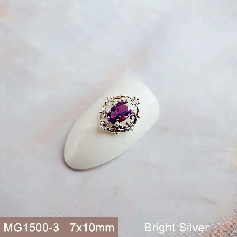10pcs Pink Black Blue Oval Drop Round Zircon Bright Silver Nails Jewelry Decorations Nail Art Accessories Charms Parts Supplies from PriceLows™